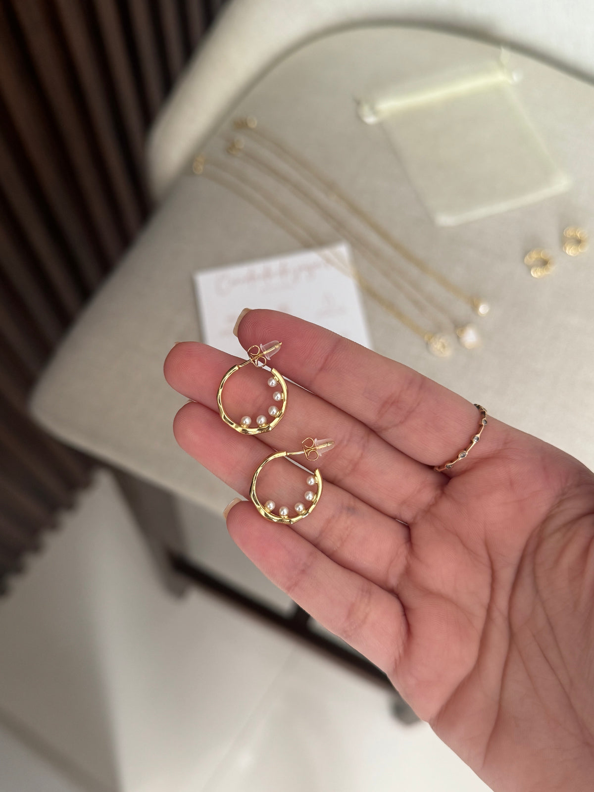Argollitas con mini perlas